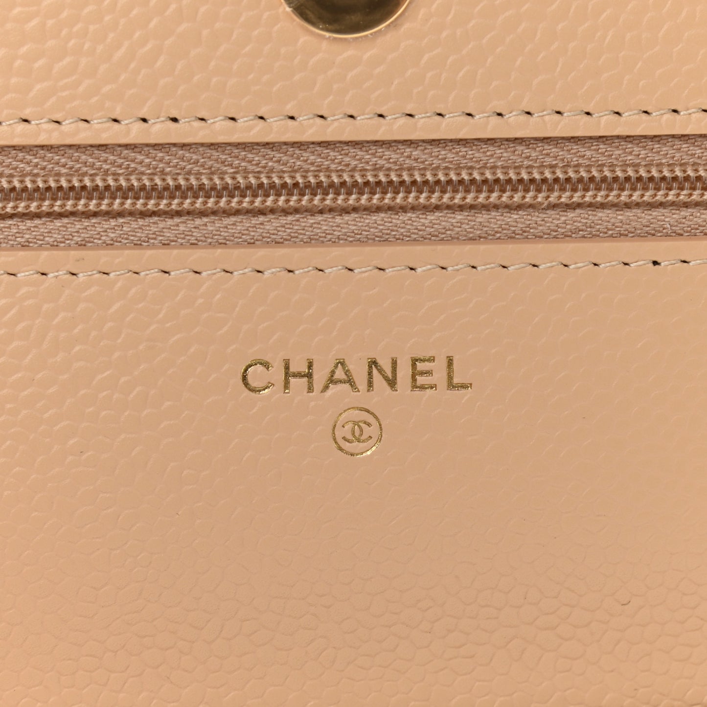 Caviar Quilted Wallet On Chain WOC Beige