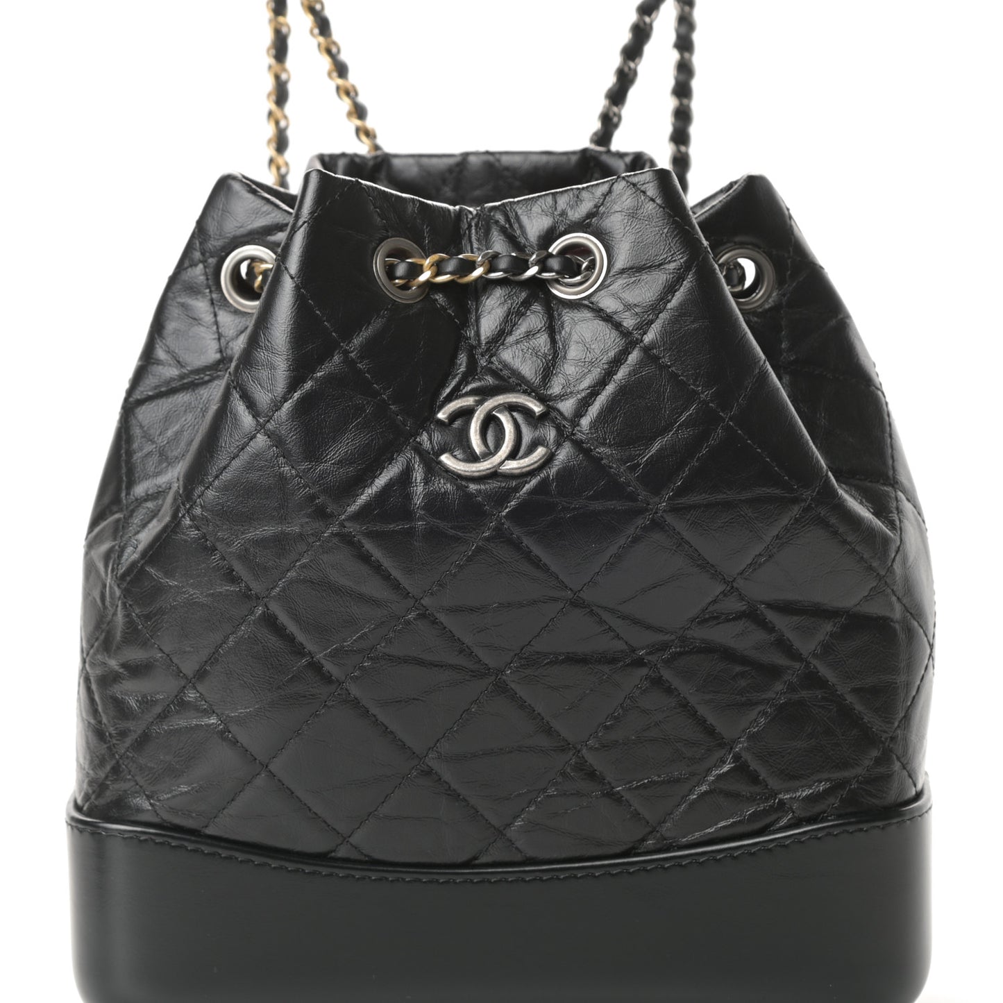 Aged Calfskin Quilted Small Gabrielle Backpack Black