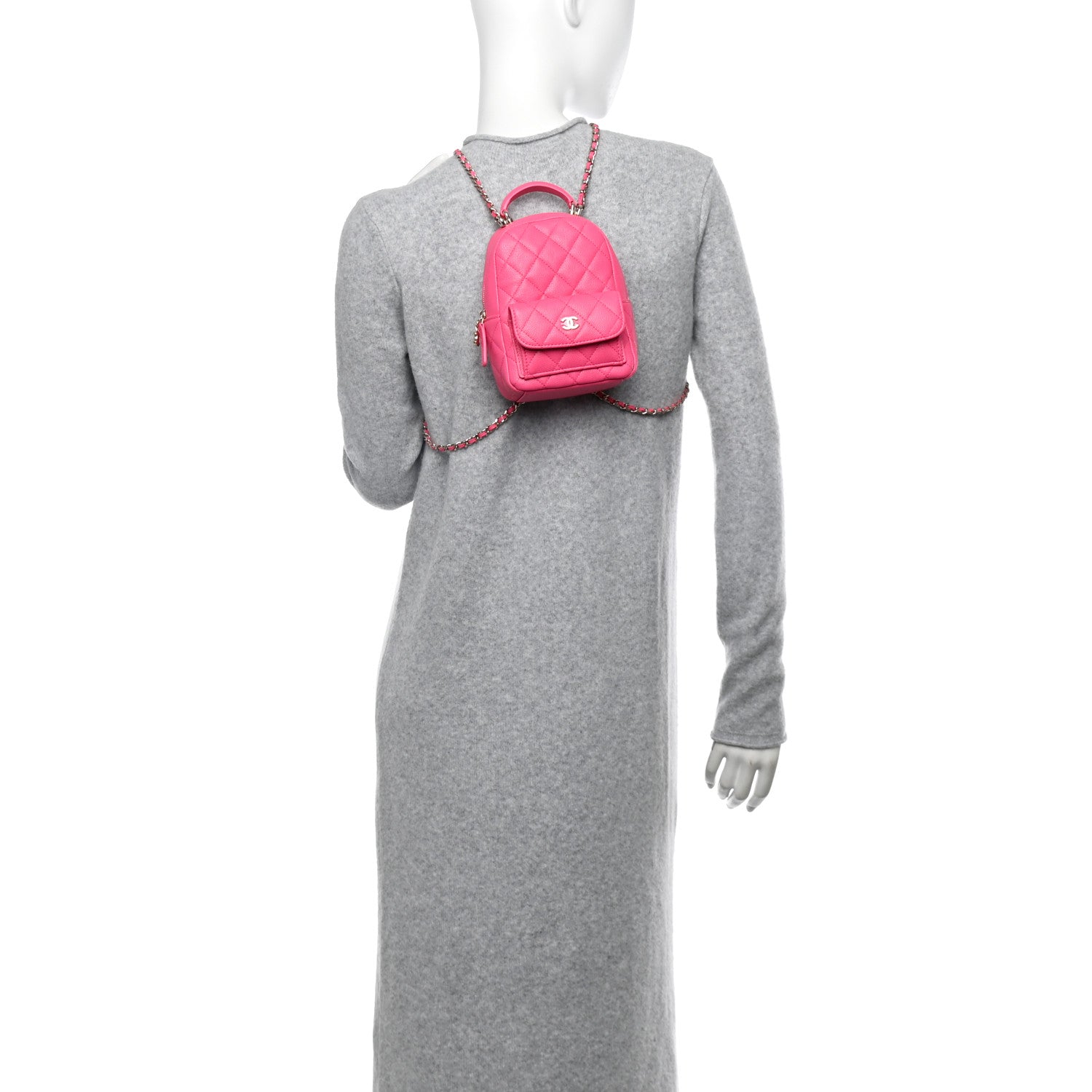 Chanel Caviar Quilted CC Mini Classic Backpack Pink 2 of 10