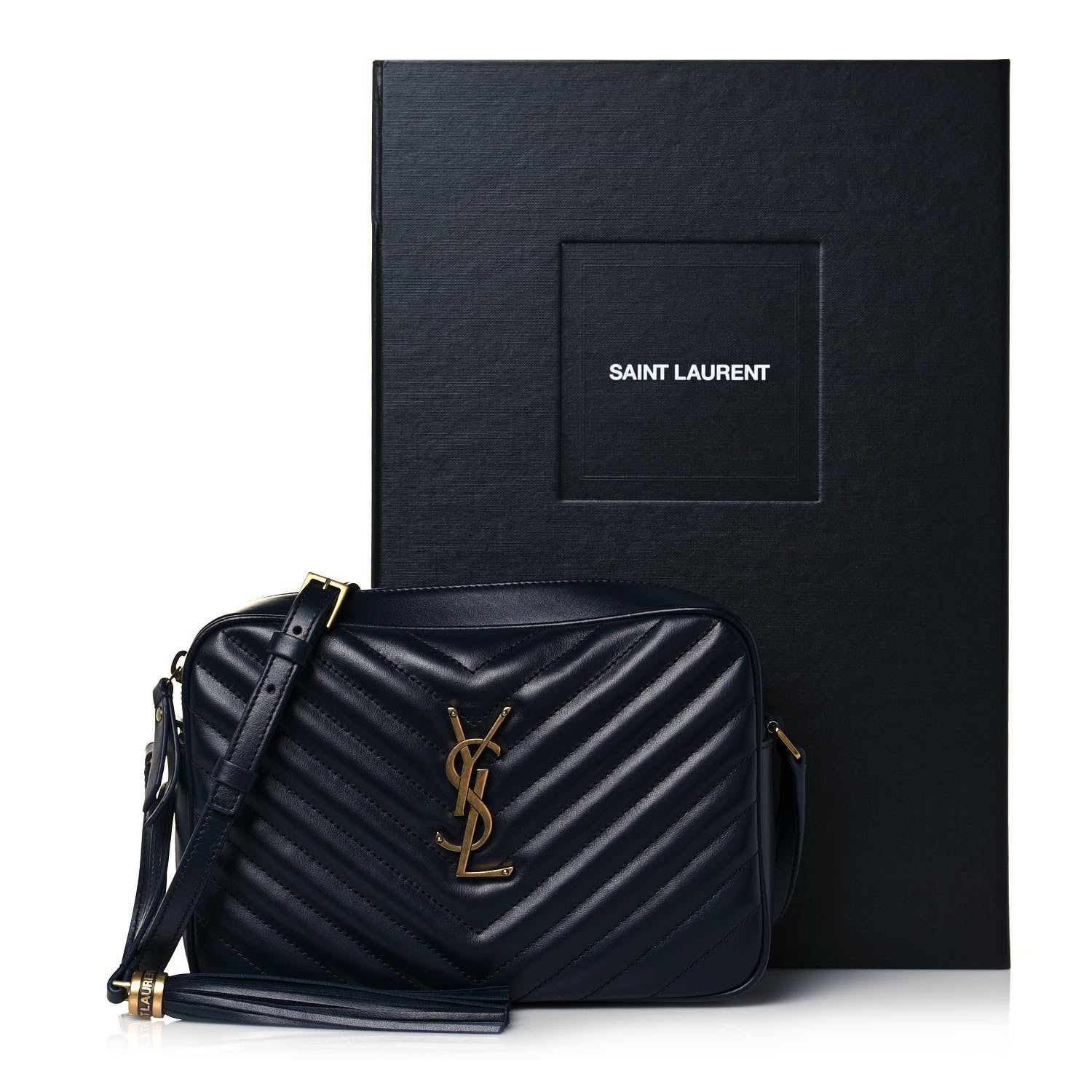 Saint Laurent Calfskin Matelasse Monogram Lou Camera Bag Navy 14 of 14