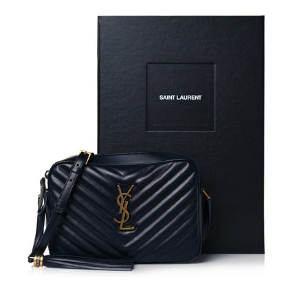 Saint Laurent Calfskin Matelasse Monogram Lou Camera Bag Navy 14 of 14
