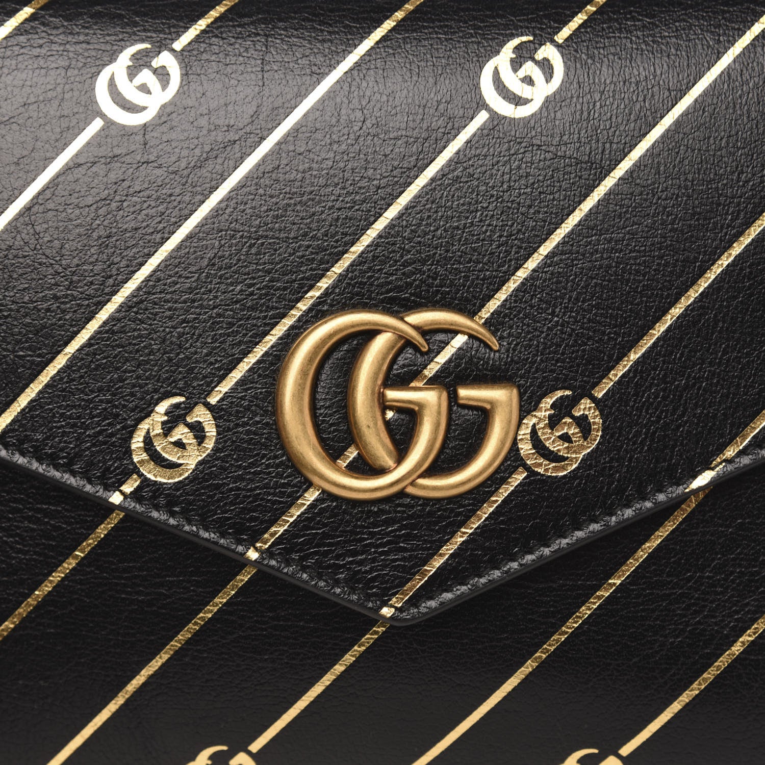 Gucci Calfskin Diagonal GG Medium Thiara Double Envelope Shoulder Bag Black White 9 of 12