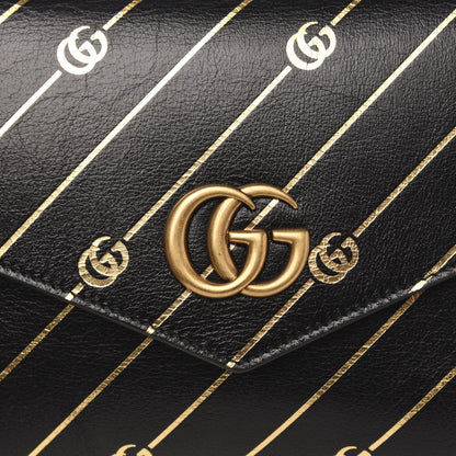 Gucci Calfskin Diagonal GG Medium Thiara Double Envelope Shoulder Bag Black White 9 of 12