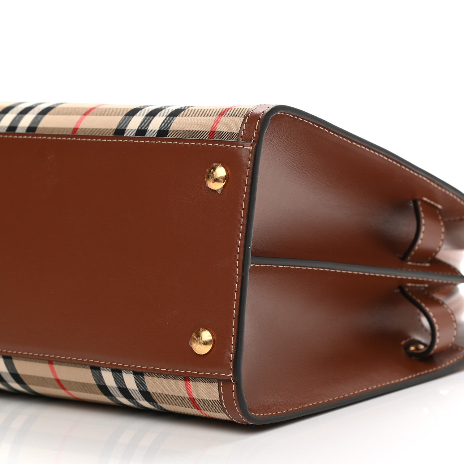 Burberry Calfskin Vintage Check Two Handle Title Bag Archive Beige 10 of 12