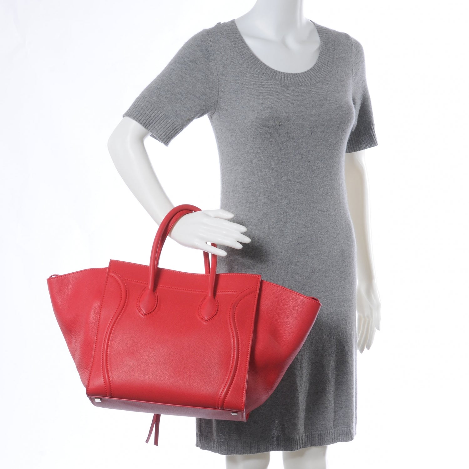 Celine Smooth Calfskin Medium Phantom Luggage Bag Red 2 of 9