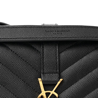 Saint Laurent Grain De Poudre Textured Mixed Matelasse Triquilt Medium Monogram Satchel Black 8 of 10