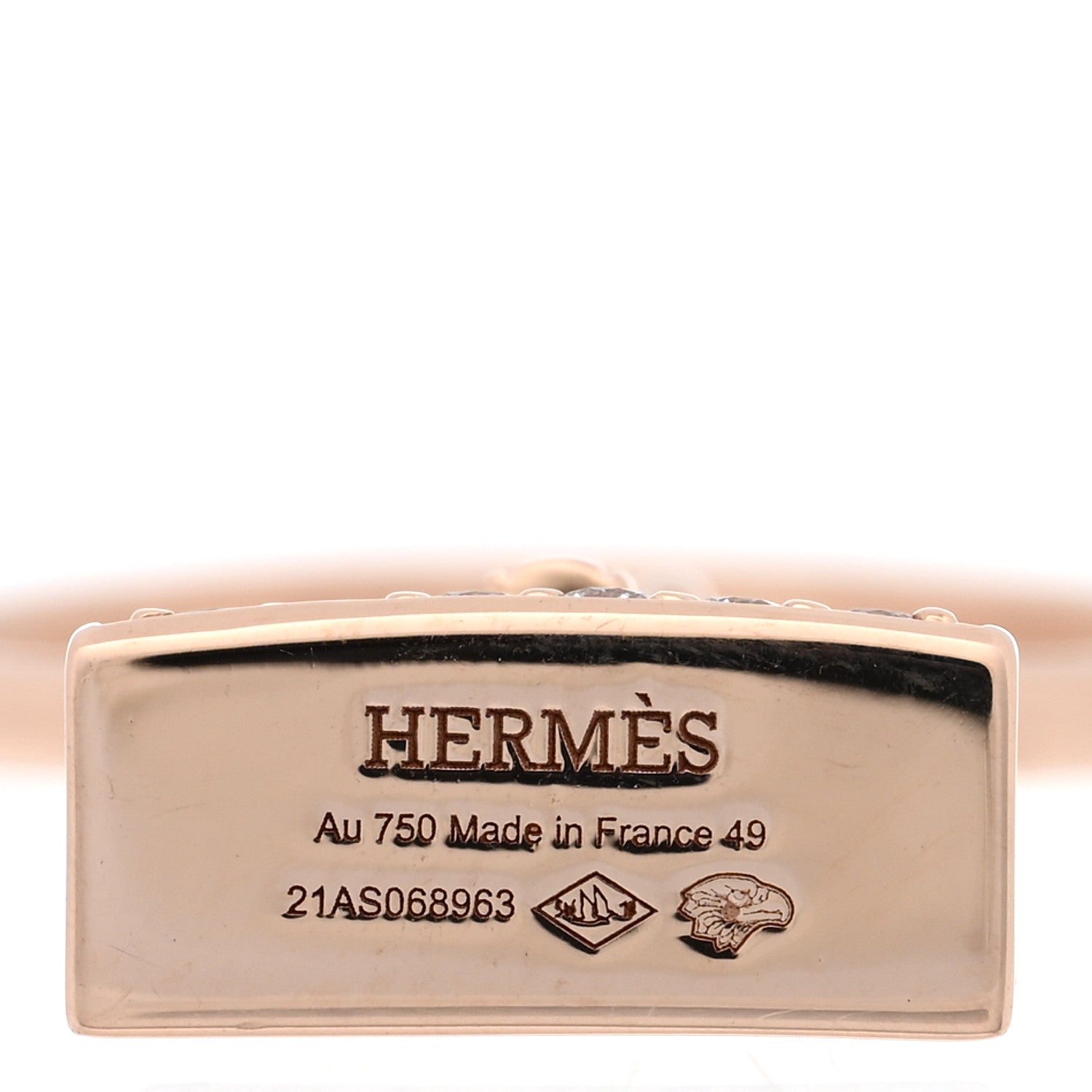 Hermes 18K Rose Gold Diamond Kelly Amulettes Ring 49 4.75 4 of 5