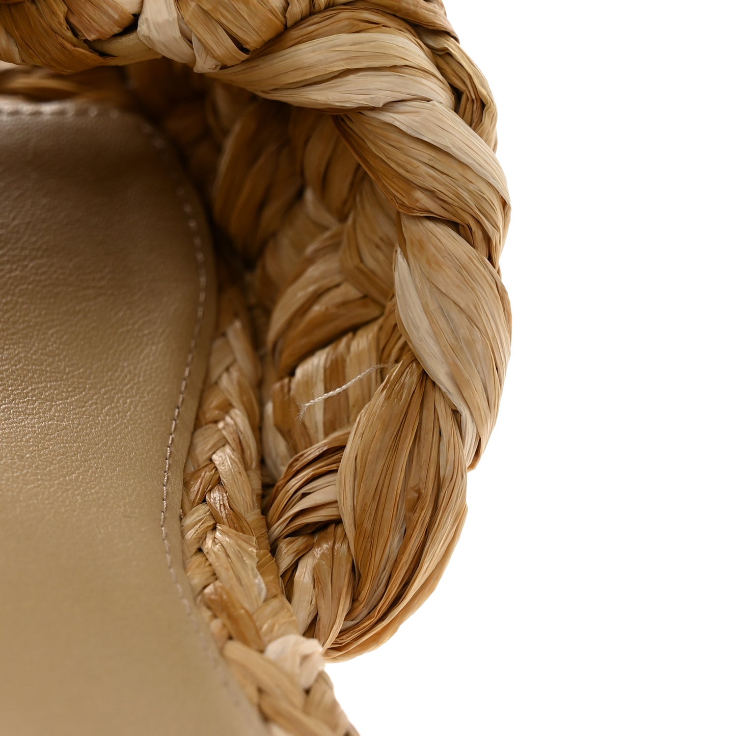 Raffia Twisted Intrecciato Stretch Flat Sandals 36 Macadamia