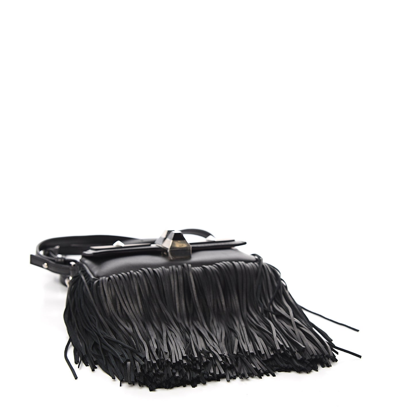 Nappa Monster Fringe Micro Baguette Black