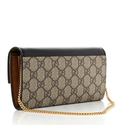Gucci GG Supreme Monogram Moon Calfskin Padlock Continental Chain Wallet Beige Ebony Black 3 of 8