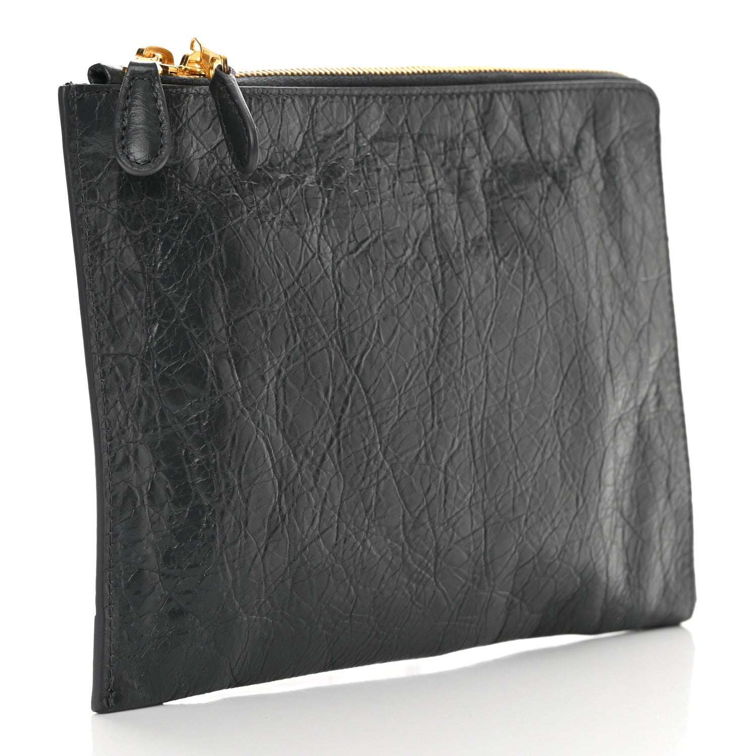 Balenciaga Agneau Giant 12 Gold Hardware Pouch Clutch Gris Fossile 3 of 7