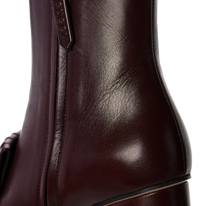 Gucci Malaga Kid GG Marmont Fringe 75mm Ankle Boots 36 Vintage Bordeaux 9 of 11
