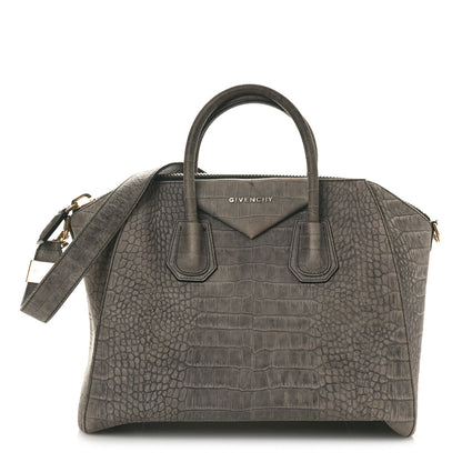 Givenchy Nubuck Crocodile Embossed Medium Antigona Washed Black 1 of 11