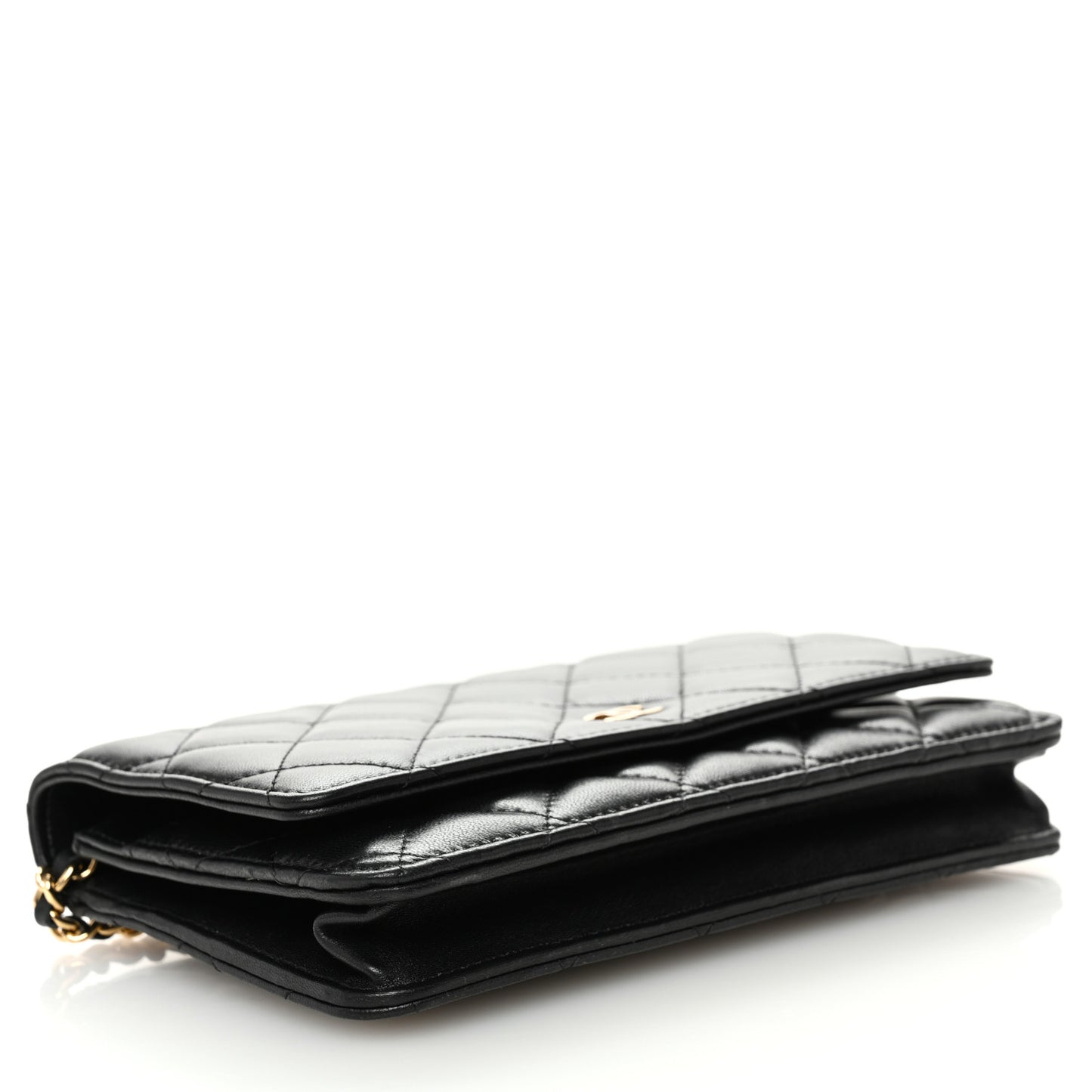 Lambskin Quilted Wallet On Chain WOC Black