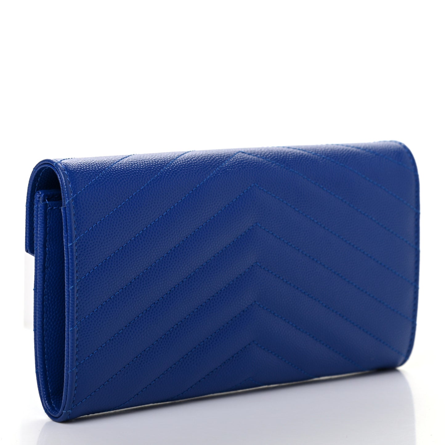 Grain De Poudre Matelasse Chevron Monogram Flap Wallet Royal Blue
