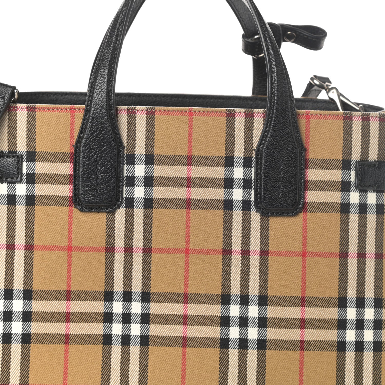 Burberry Goatskin Vintage Check Medium Banner Tote Black 8 of 10