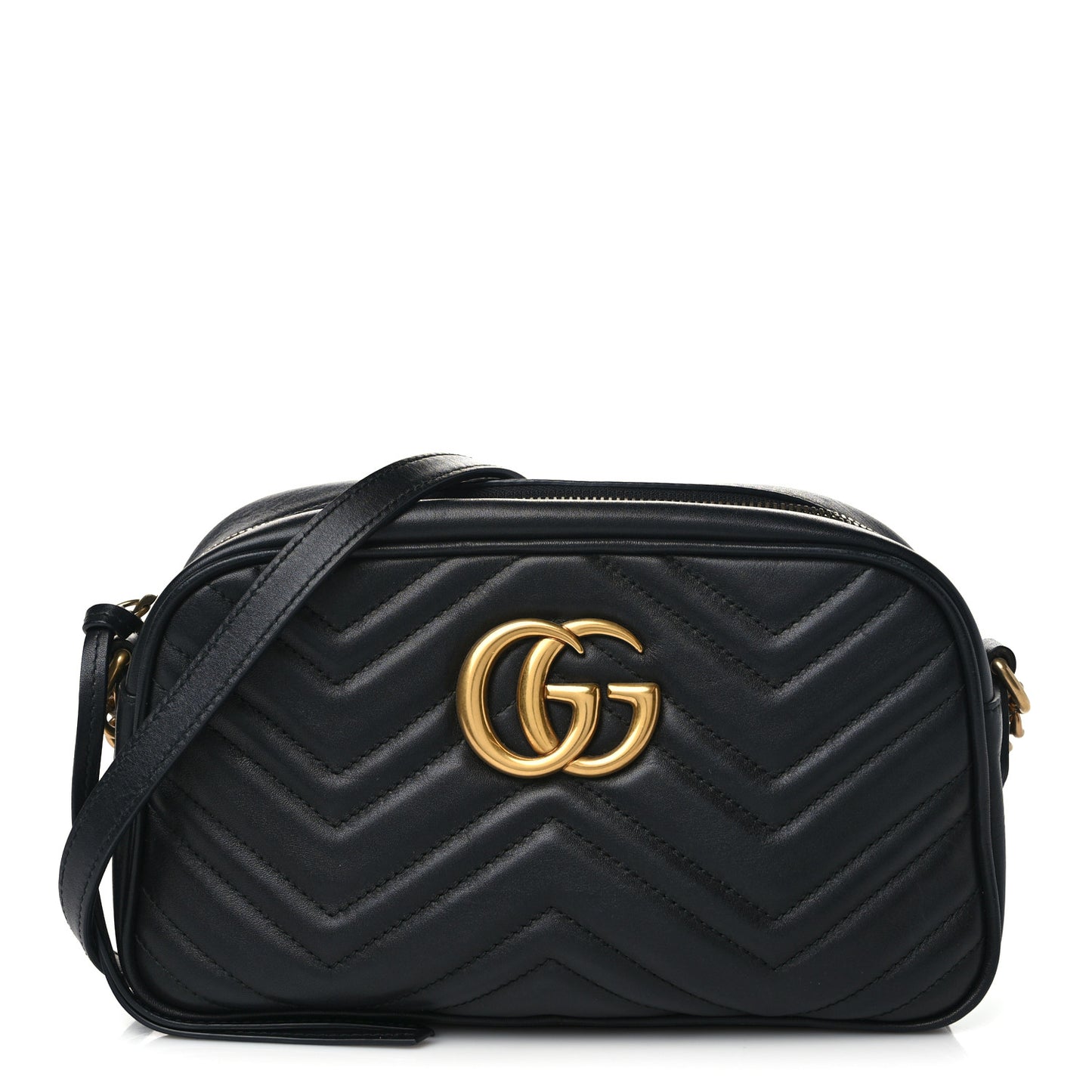 Calfskin Matelasse Small GG Marmont Chain Shoulder Bag Black