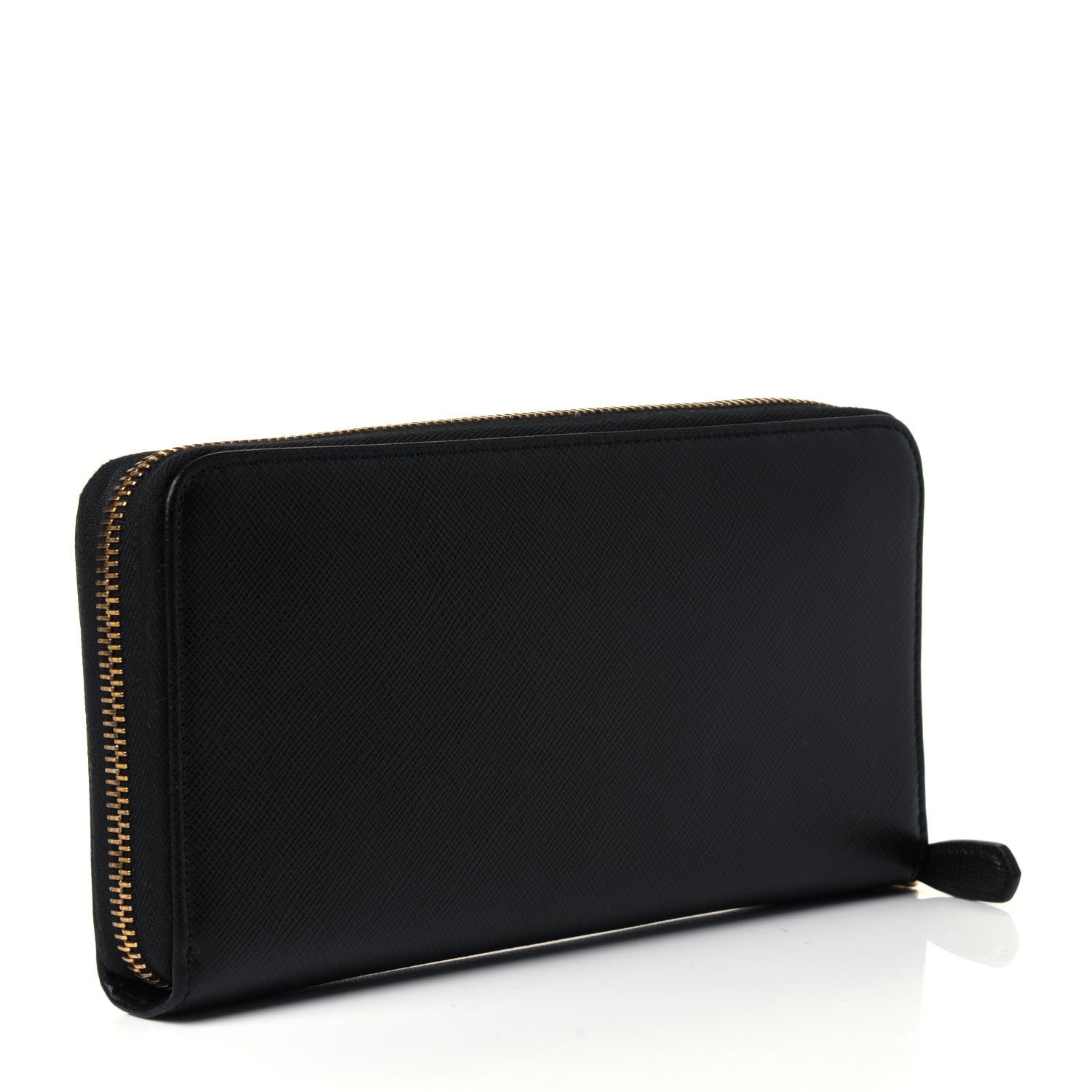 Prada Saffiano Metal Zip Around Wallet Black 2 of 4