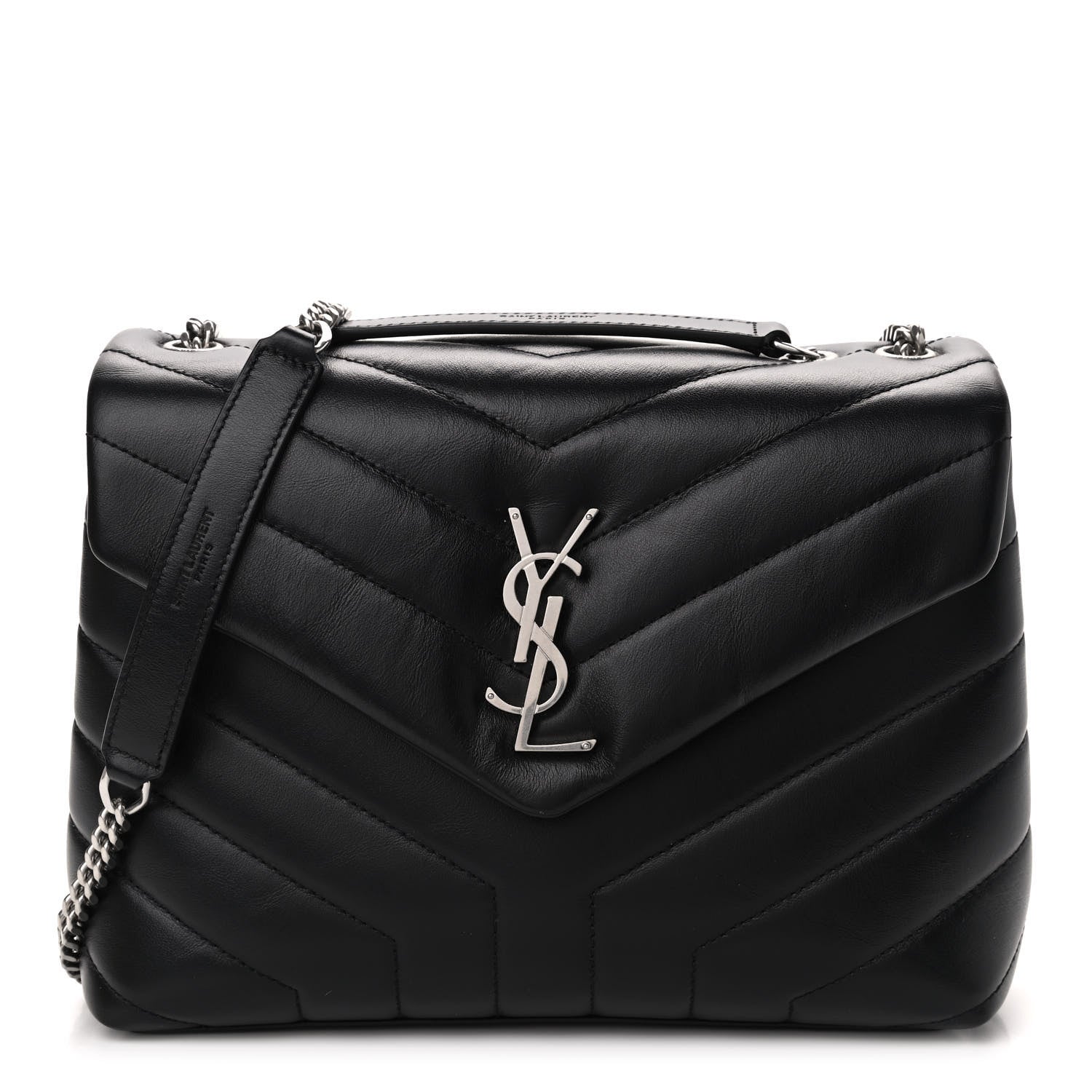 Saint Laurent Calfskin Y Quilted Monogram Small Loulou Chain Satchel Black 1 of 12
