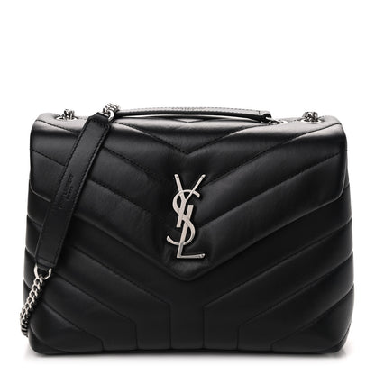 Saint Laurent Calfskin Y Quilted Monogram Small Loulou Chain Satchel Black 1 of 12