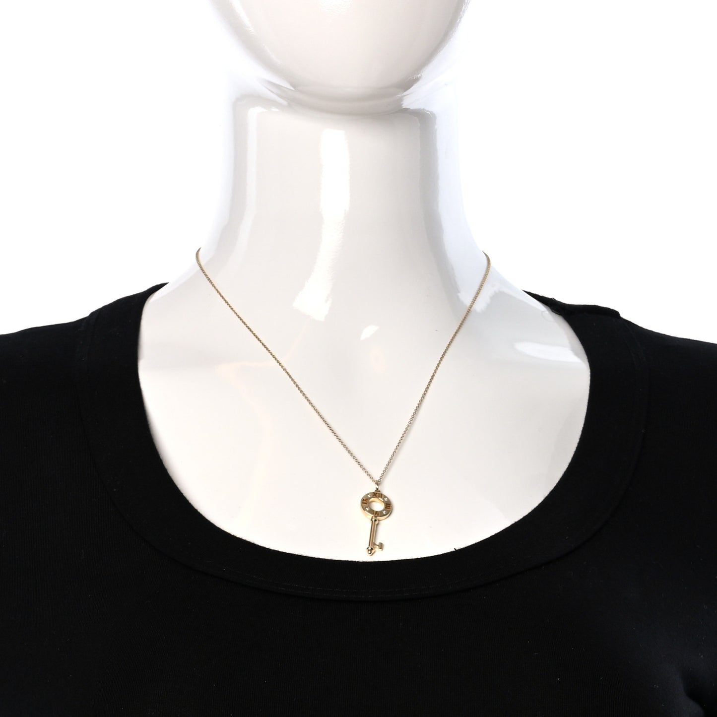 18K Yellow Gold Diamond Atlas Pierced Key Pendant Necklace