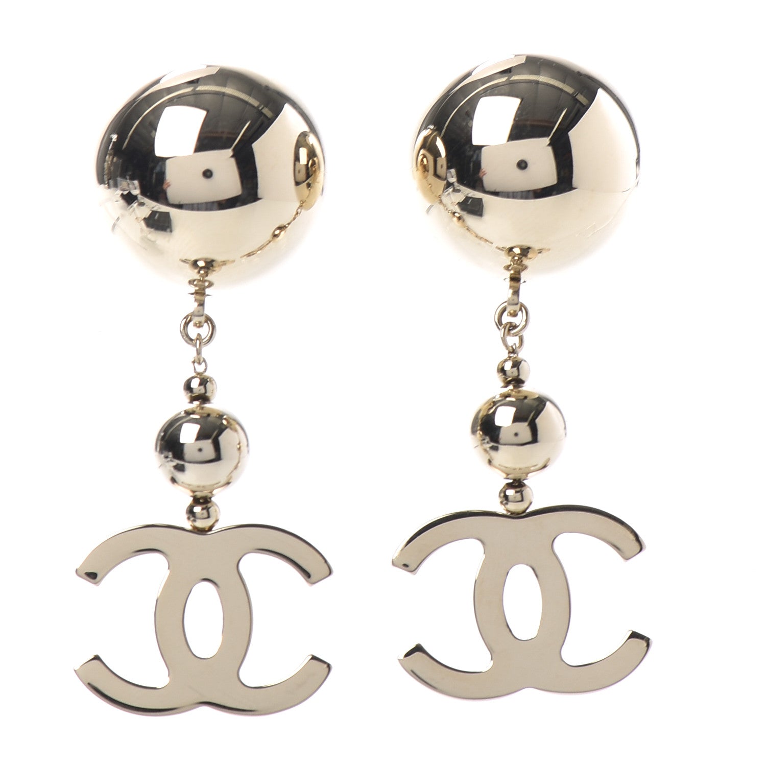 Chanel Metal CC Drop Earrings Gold 1 of 4