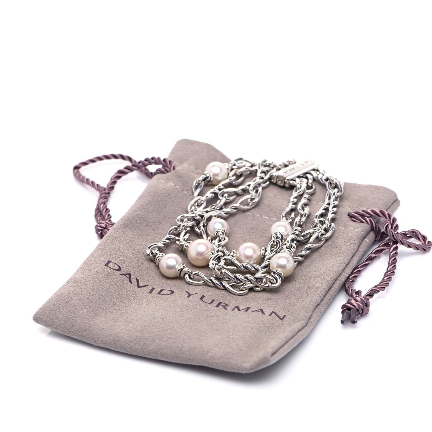 Sterling Silver Pearl Continuance Four-Row Chain Bracelet