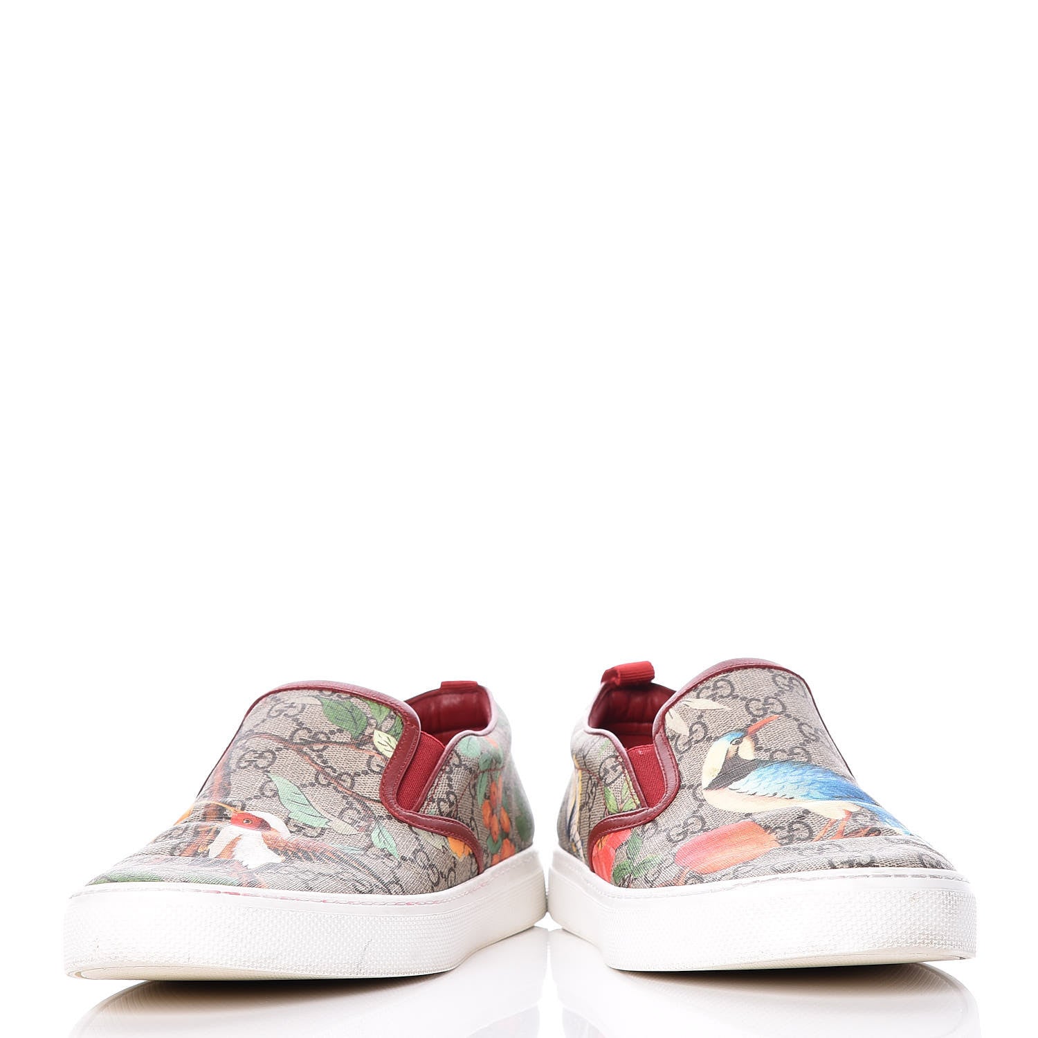 Gucci GG Supreme Monogram Tian Mens Dublin Slip On Sneakers 10 Beige Multicolor Red 6 of 10