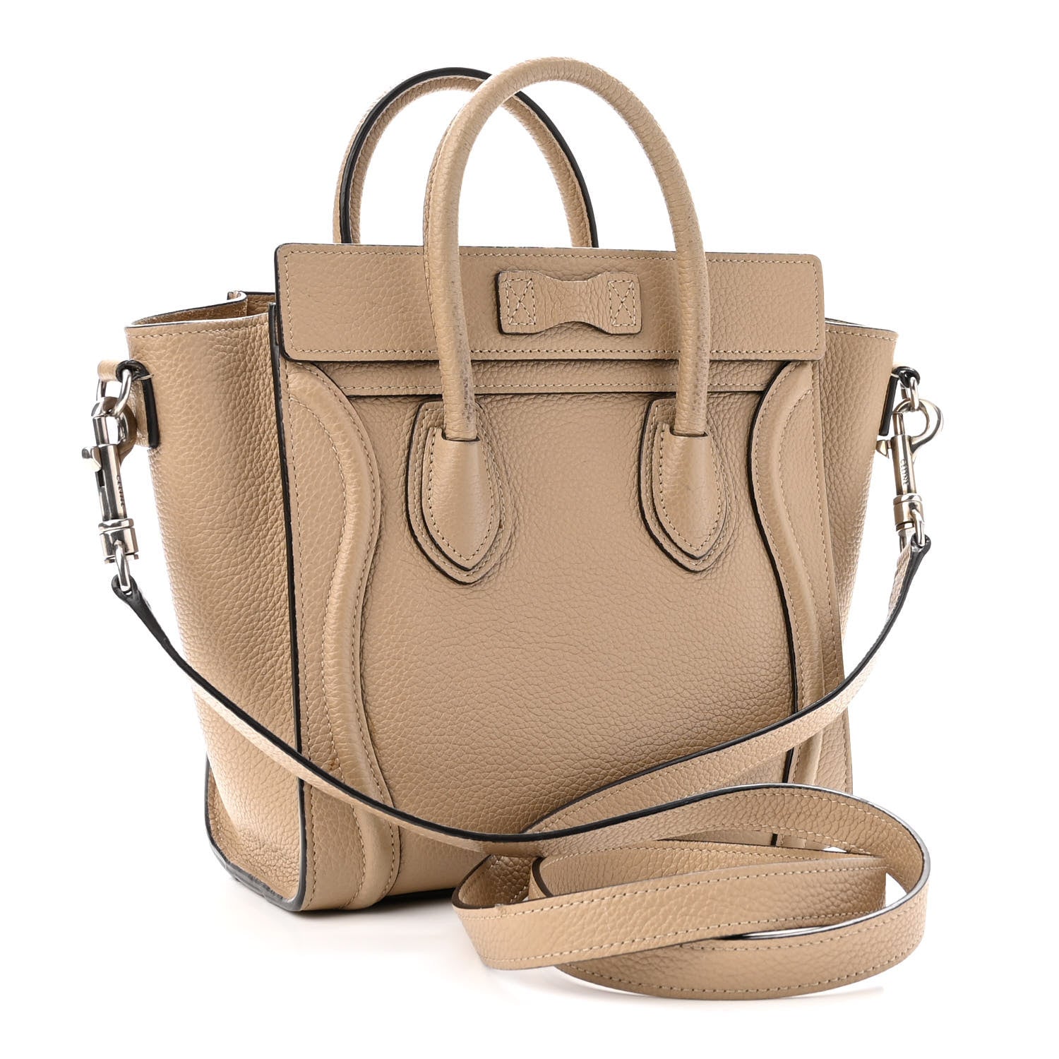 Celine Drummed Calfskin Nano Luggage Dune 3 of 17