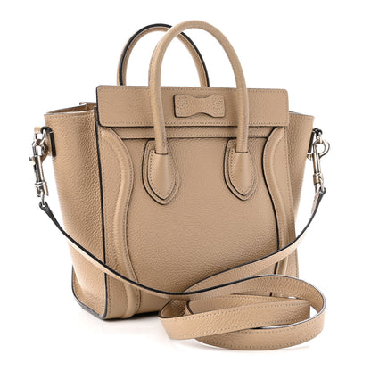 Celine Drummed Calfskin Nano Luggage Dune 3 of 17