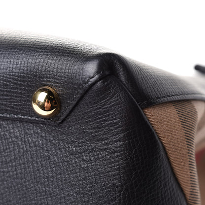 Burberry Grainy Calfskin House Check Medium Banner Tote Black 12 of 12
