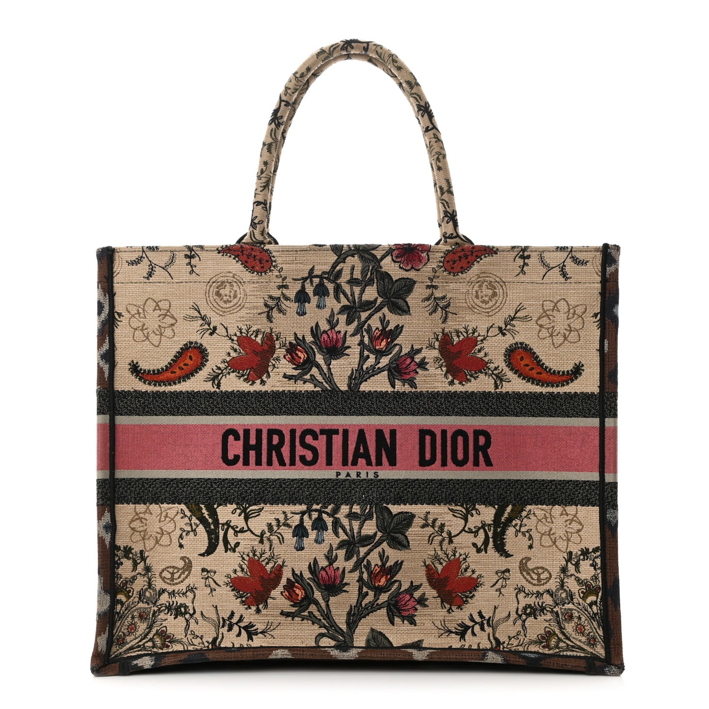 Canvas Embroidered Large Broderie Dior Flowers Book Tote Multicolor