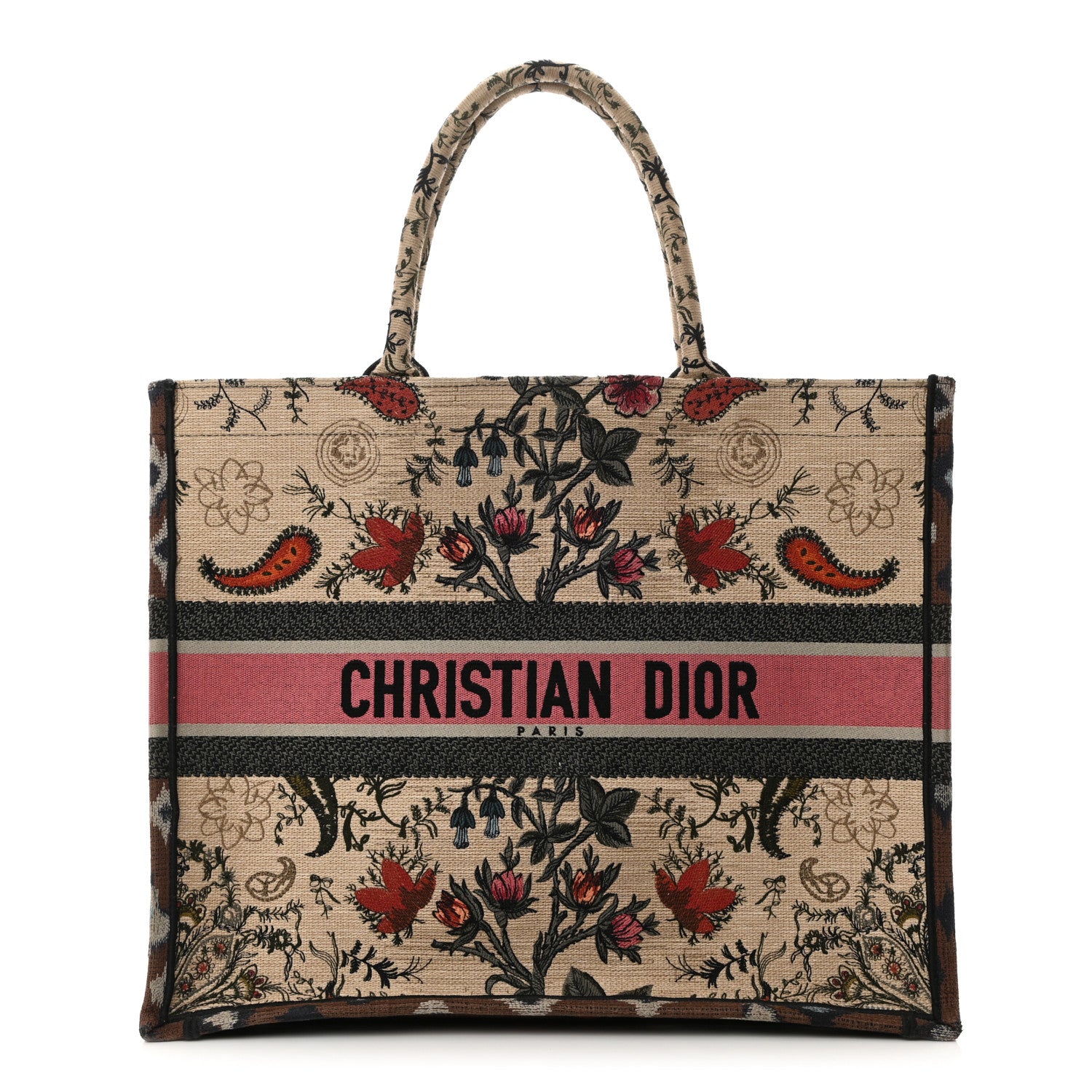 Christian Dior Canvas Embroidered Large Broderie Dior Flowers Book Tote Multicolor 1 of 14