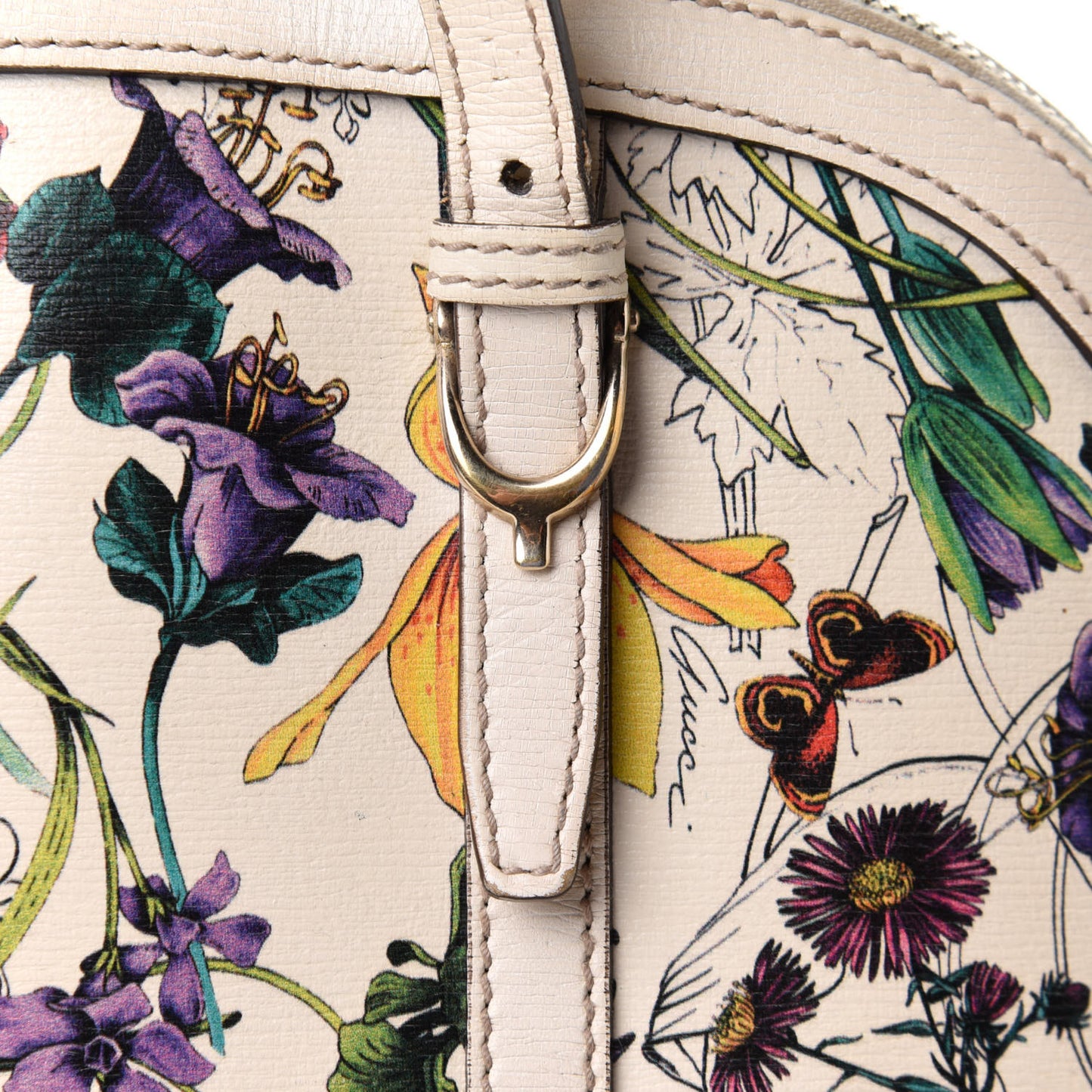 Calfskin Flora Infinity Small Nice Top Handle Dome Bag White