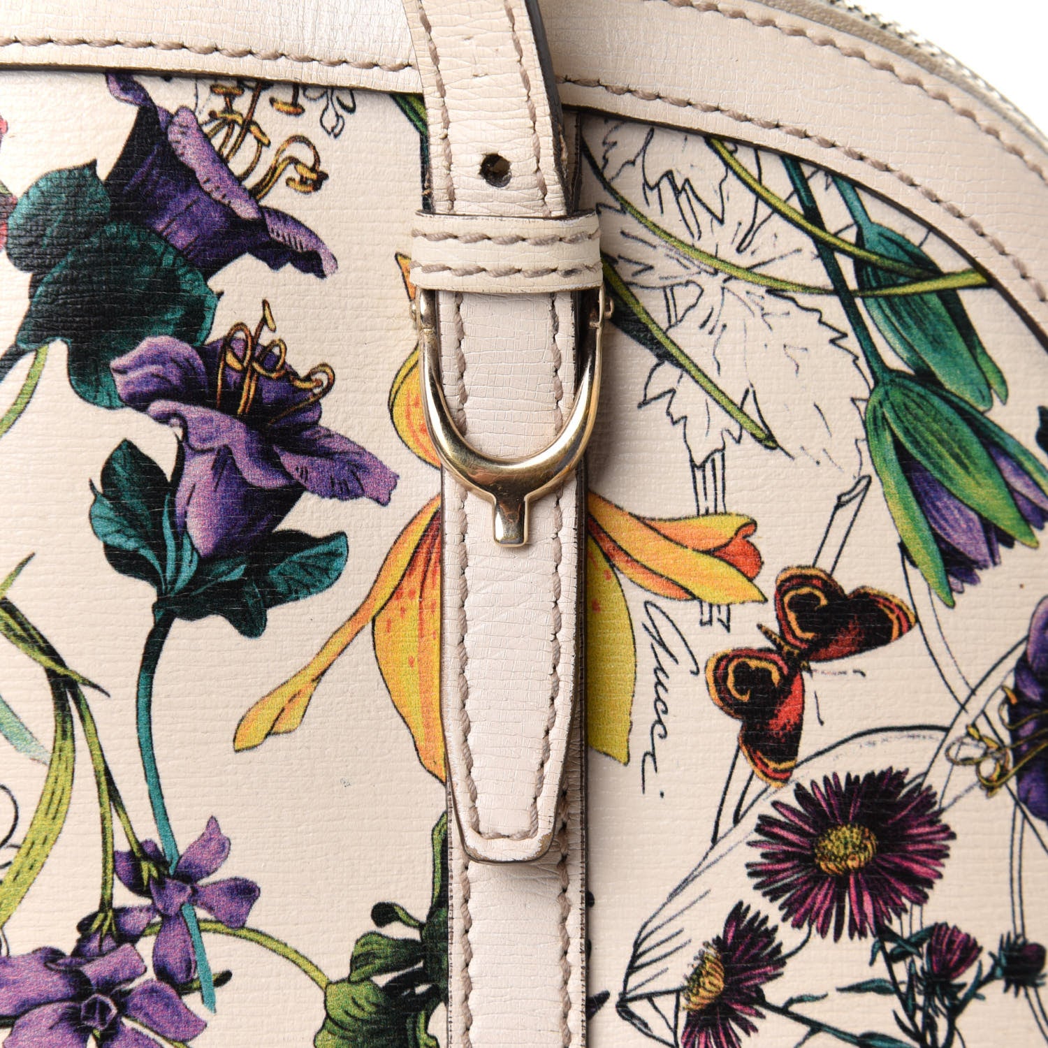 Gucci Calfskin Flora Infinity Small Nice Top Handle Dome Bag White 8 of 14