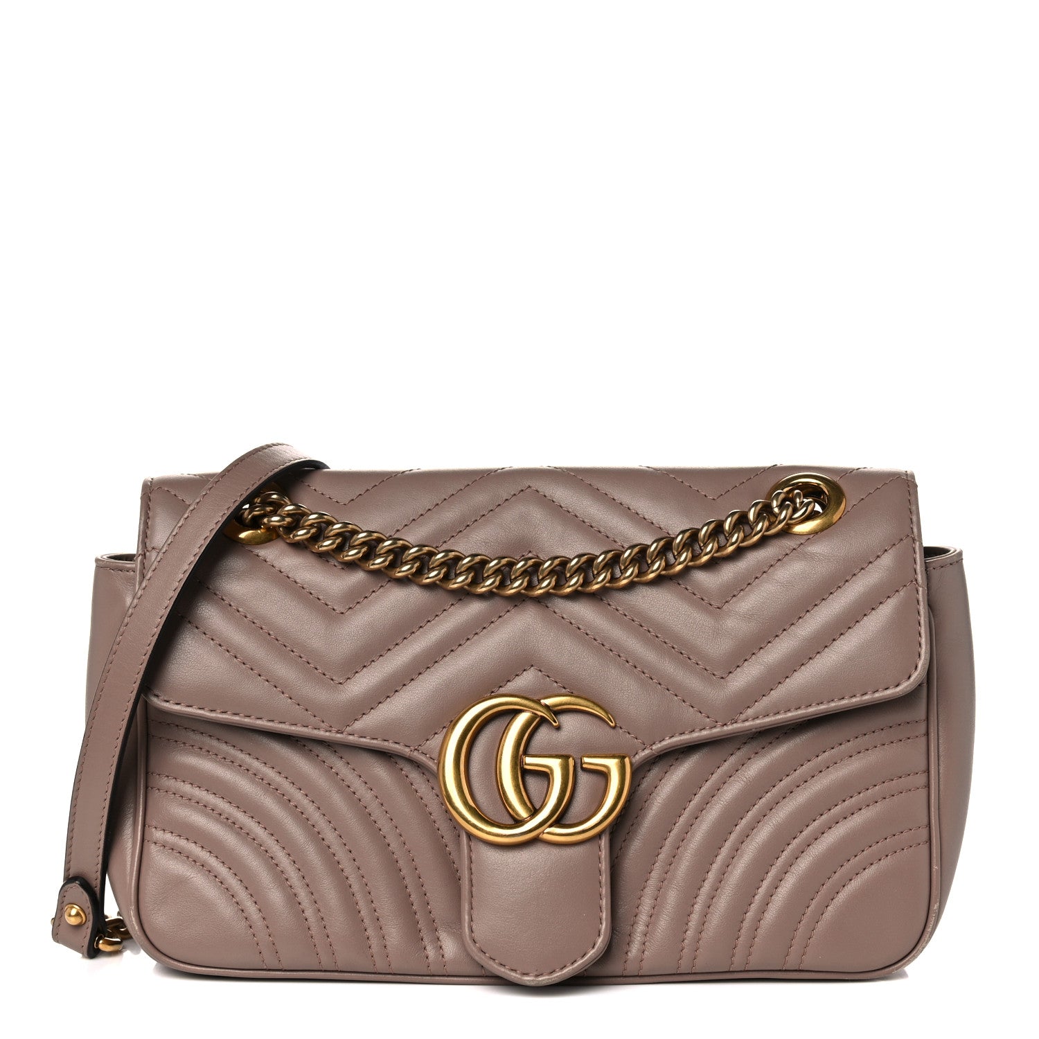 Gucci Calfskin Matelasse Small GG Marmont Shoulder Bag Porcelain Rose 1 of 16