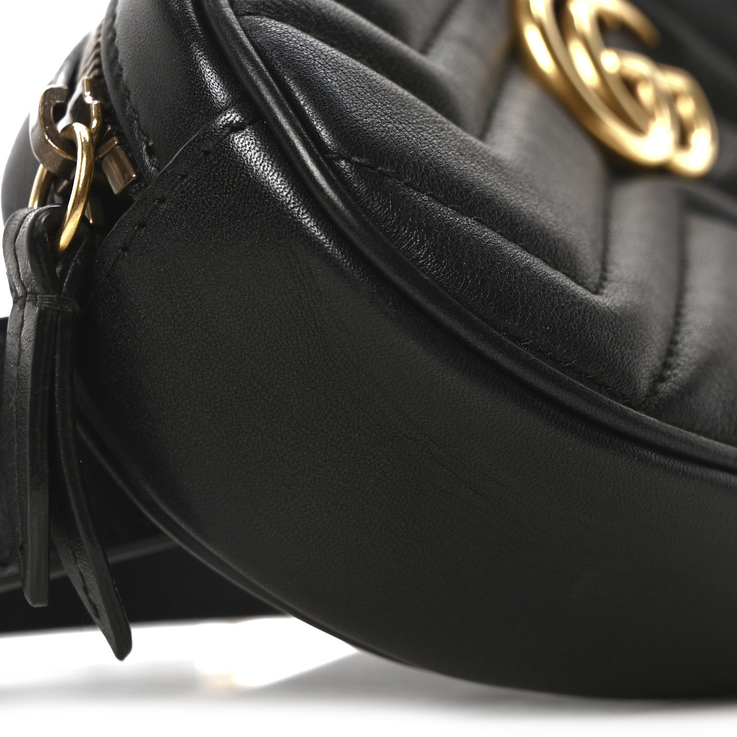 Gucci Calfskin Matelasse GG Marmont Belt Bag 85 34 Black 9 of 10