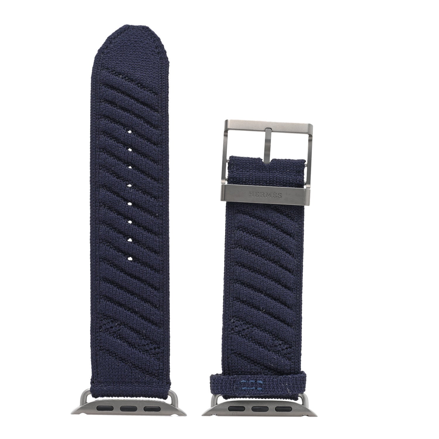 Hermes Nylon Knitted Apple Watch Ultra Single Tour Band 49mm En Mer Bleu Nuit 1 of 3