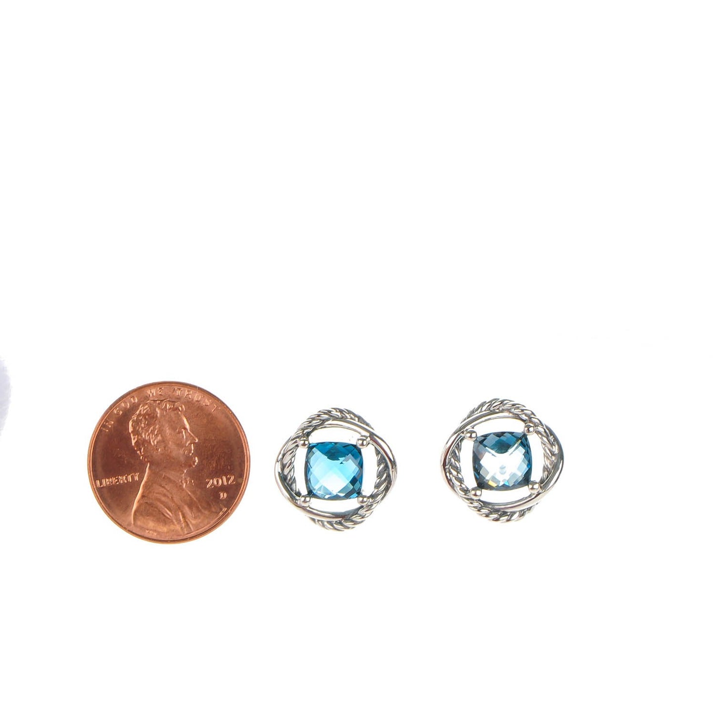 Sterling Silver Blue Topaz 7mm Infinity Earrings