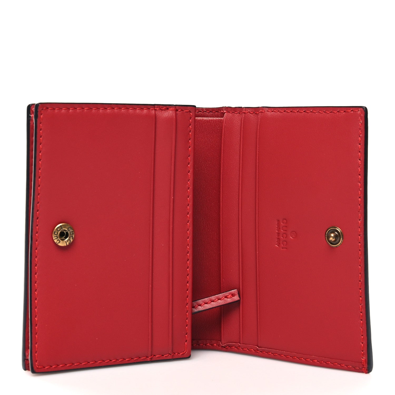 Gucci GG Supreme Monogram Cherry Embellished Card Case Wallet Hibiscus Red 5 of 8