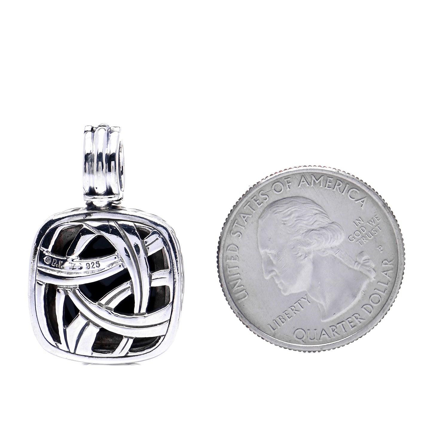 Sterling Silver Diamond Onyx 14mm Albion Enhancer Pendant