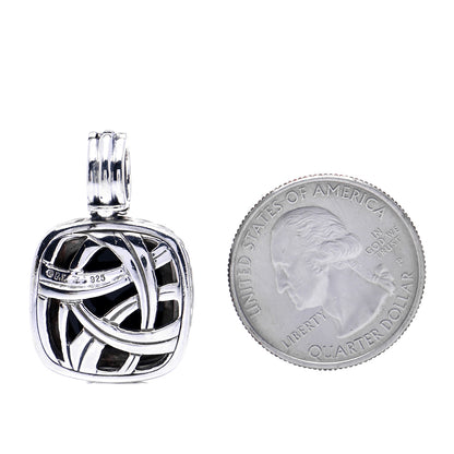 David Yurman Sterling Silver Diamond Onyx 14mm Albion Enhancer Pendant 2 of 5
