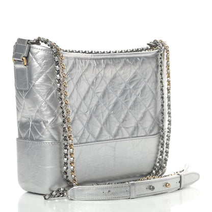 Chanel Metallic Lambskin Calfskin Quilted Medium Gabrielle Hobo Silver 2 of 6