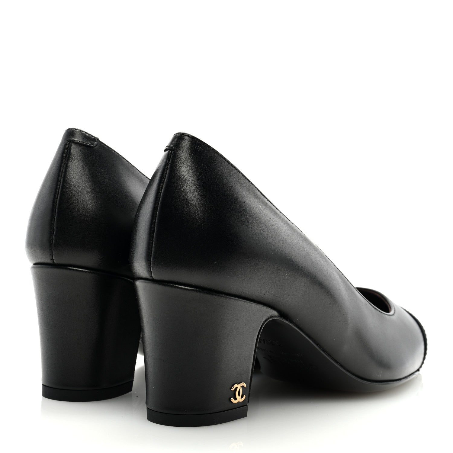 Chanel Lambskin Cap Toe CC Pumps 35.5 Black 4 of 7