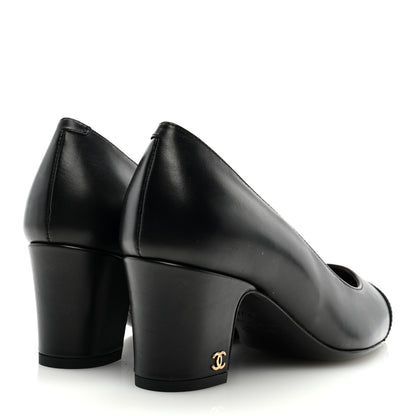 Chanel Lambskin Cap Toe CC Pumps 35.5 Black 4 of 7