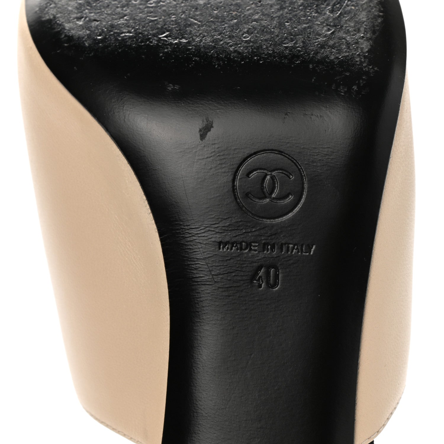 Chanel Lambskin Grosgrain Cap Toe Pearl Mule 40 Beige Black 6 of 9