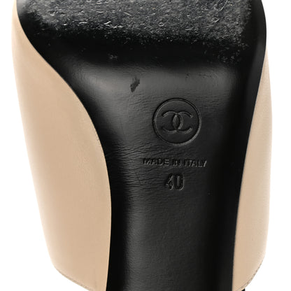 Chanel Lambskin Grosgrain Cap Toe Pearl Mule 40 Beige Black 6 of 9
