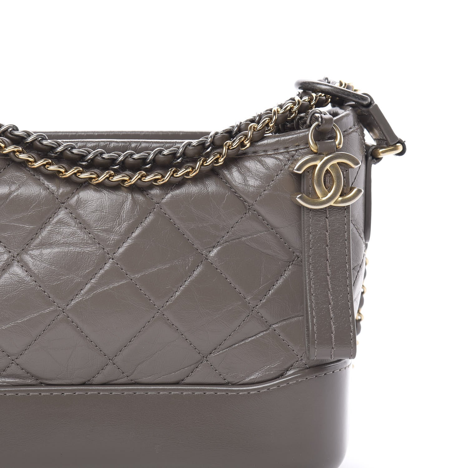 Chanel Aged Calfskin Quilted Small Gabrielle Hobo Grey 8 of 11