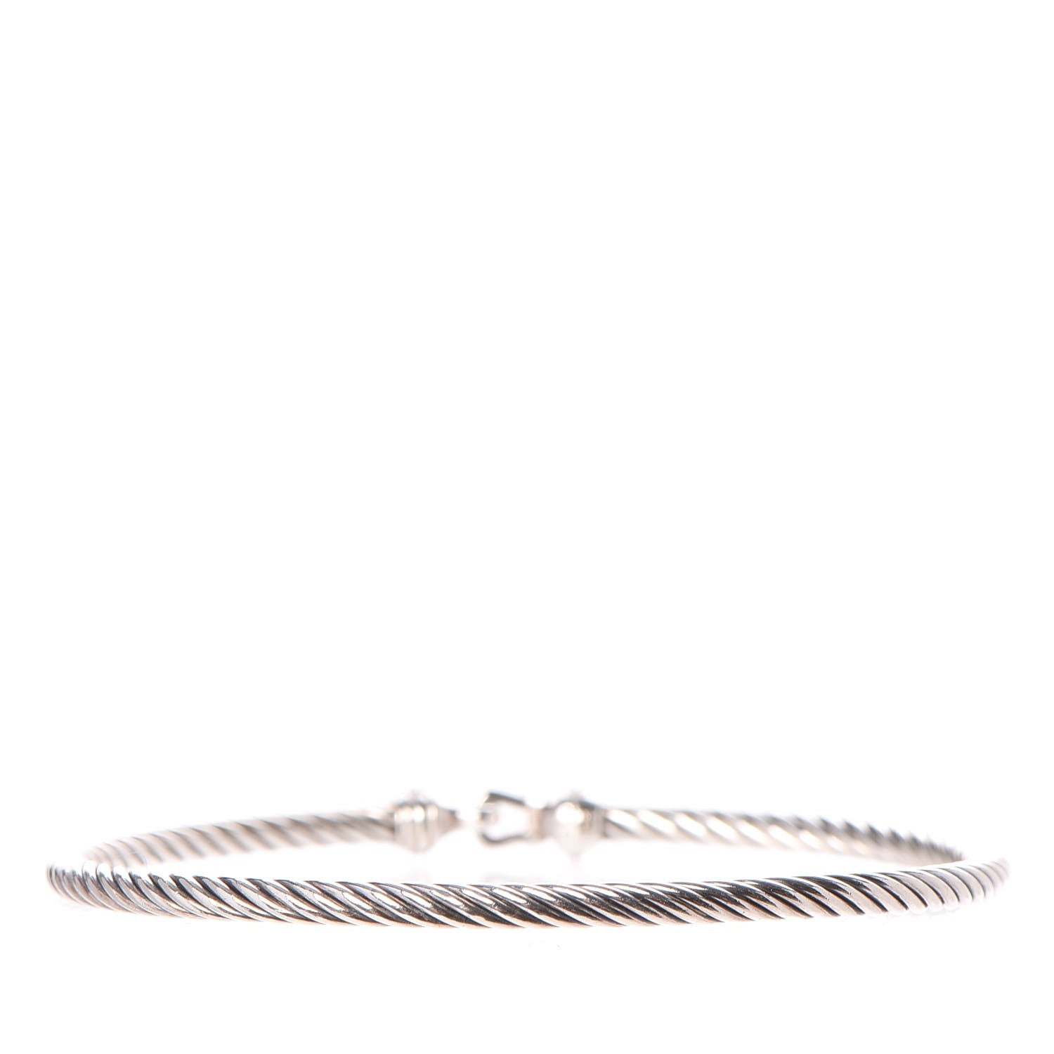 David Yurman Sterling Silver Diamond 3mm Cable Buckle Bracelet 3 of 4