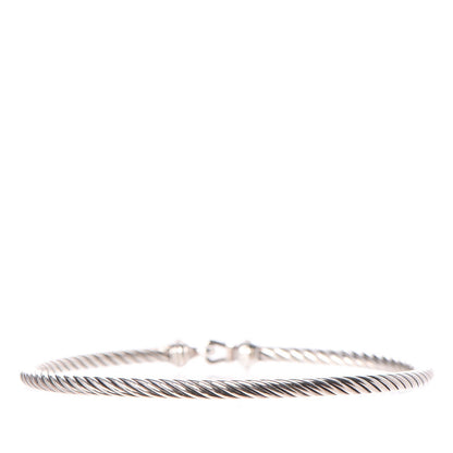 David Yurman Sterling Silver Diamond 3mm Cable Buckle Bracelet 3 of 4
